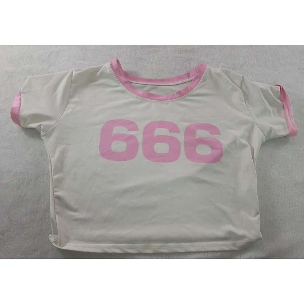 Kawaii Pastel Pink 666 Halloween Crop Top T-Shirt Goth Mall Goth Grunge XS/S